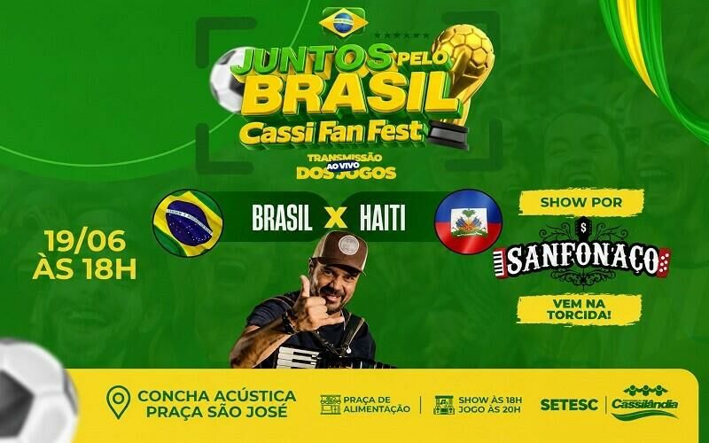 Imagem ilustrativa da matéria Cassi Fan Fest reúne torcida para acompanhar Brasil x Haiti nesta sexta em Cassilândia